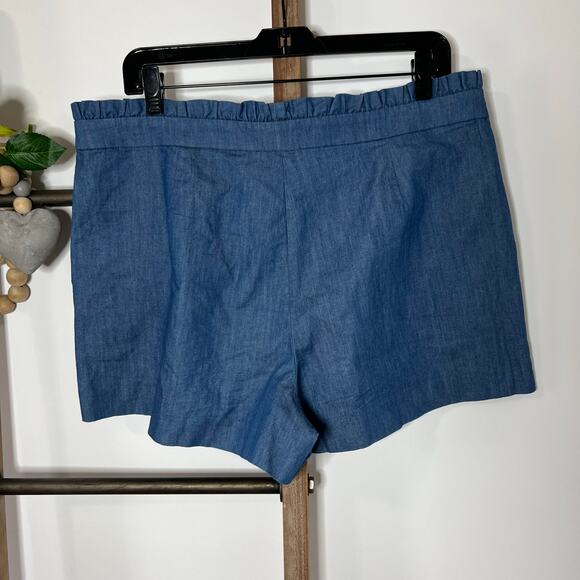 J‎ Crew Blue Ruffle Chambray Denim Shorts Cotton Size 12 - Picture 5 of 7